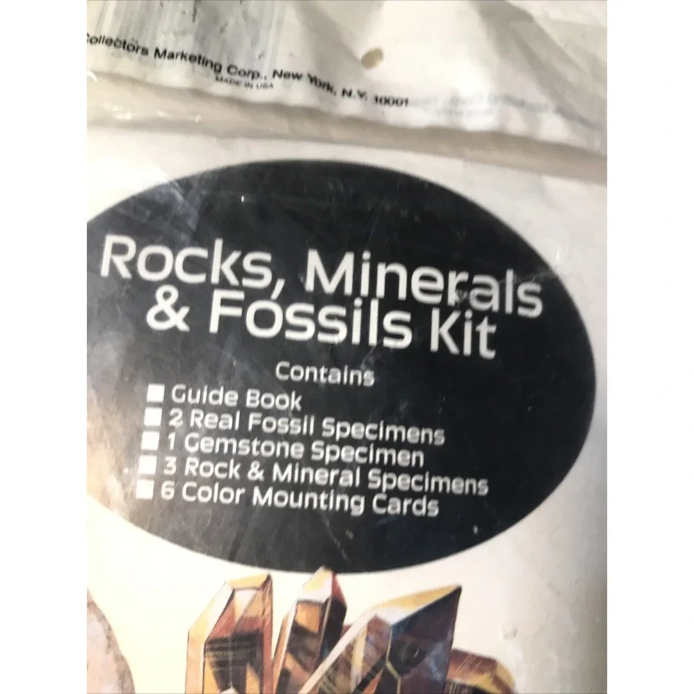 1987 Rocks, Minerals &Fossils  Kit +Rocks Collection-Geology Hobby New In Bag